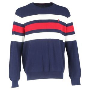 Ralph Lauren Striped Supima Sweater in Navy Blue Cotton